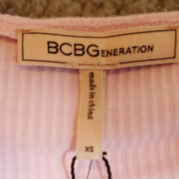 BCBGeneration Womens Bodysuit Pink Sleeveless V Neck Stretch Keyhole Tie XS New - Picture 6 of 9